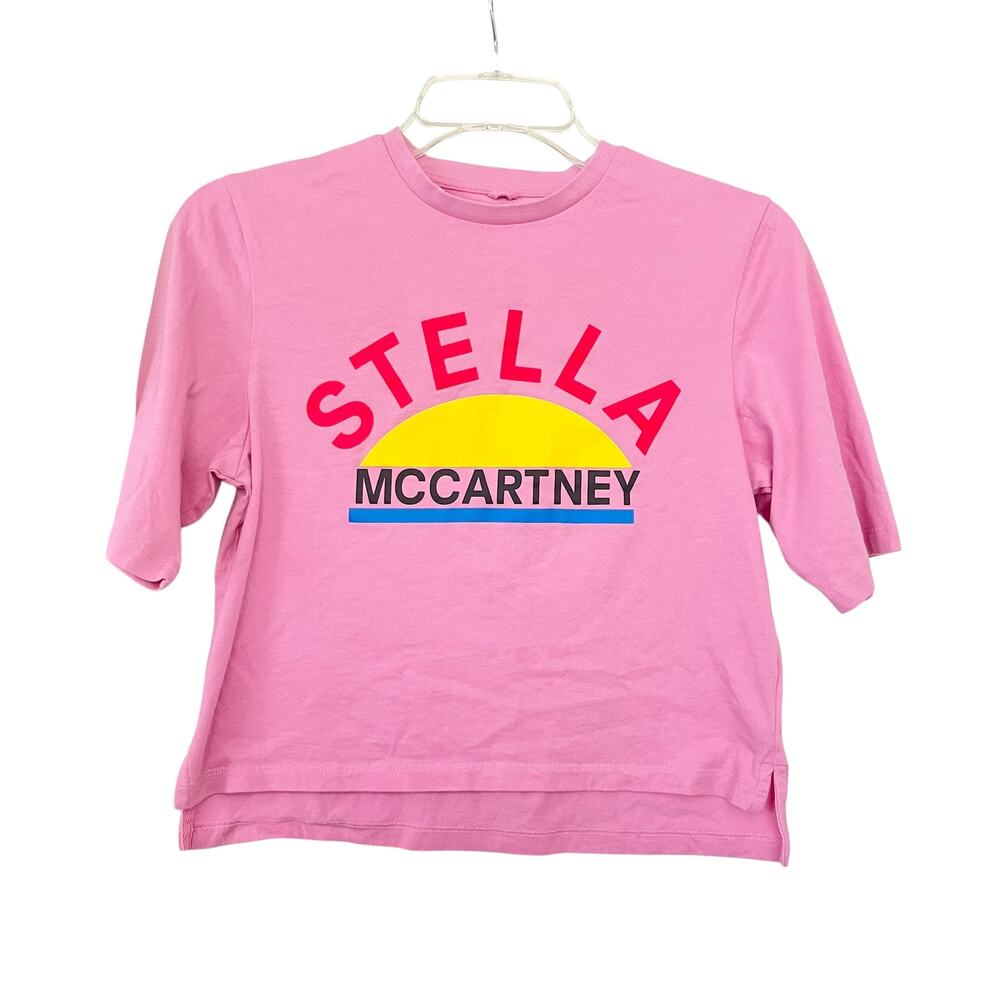 Stella McCartney Kids Girls Pink Logo Print Cotton T-Shirt Short Sleeve Tee 10Y